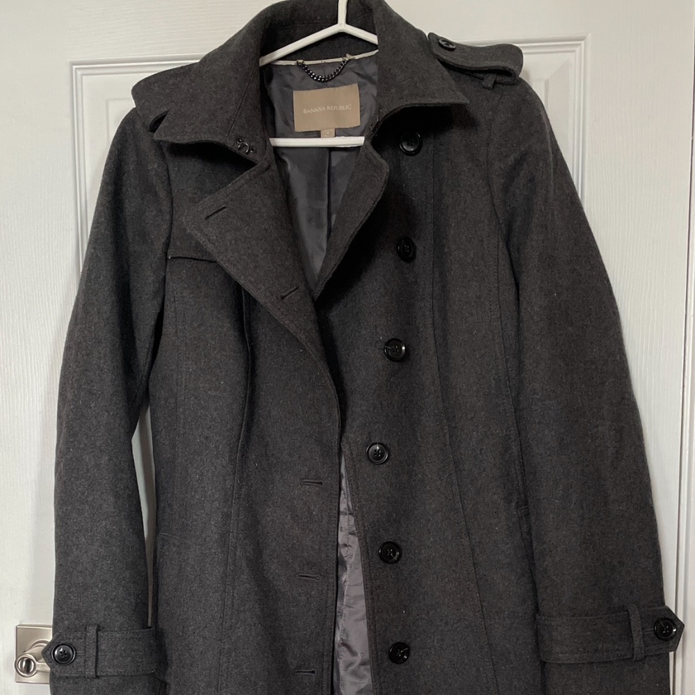 Banana Republic Charcoal Wool Trench Coat